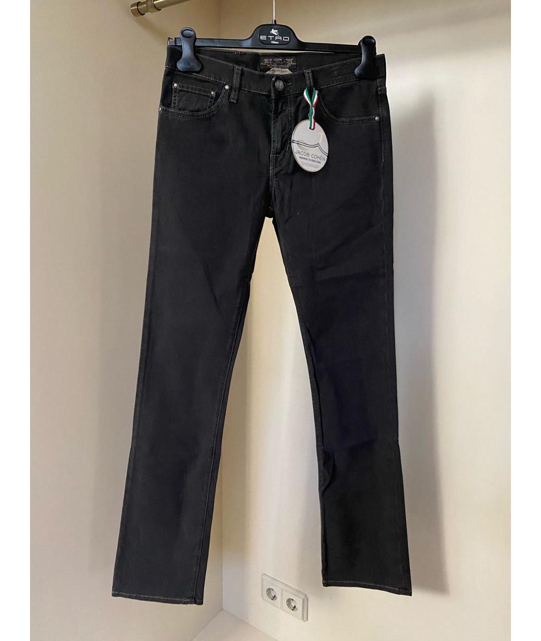 JACOB COHEN Антрацитовые хлопко-эластановые прямые джинсы, фото 5
