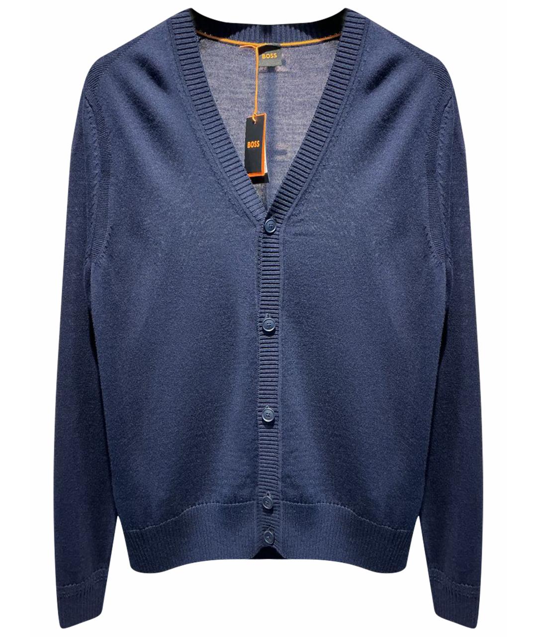 HUGO BOSS Темно-синий хлопковый кардиган, фото 1