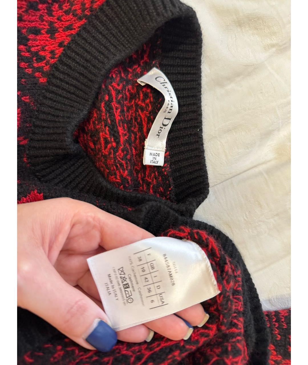 CHRISTIAN DIOR Красный кашемировый джемпер / свитер, фото 4