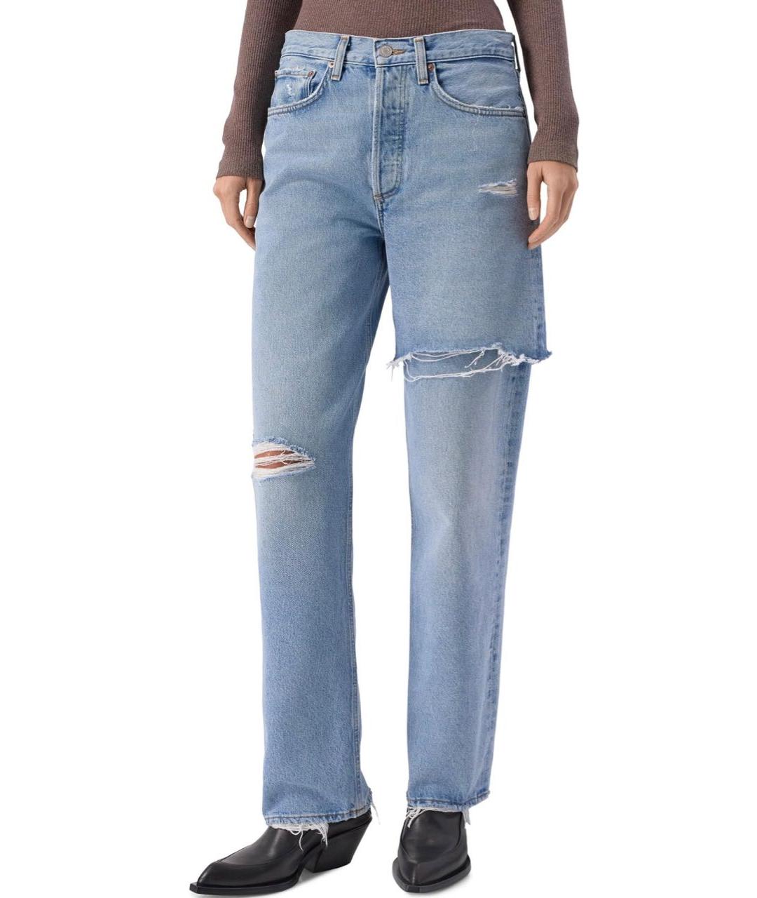 AGOLDE Голубые хлопковые прямые джинсы, фото 3