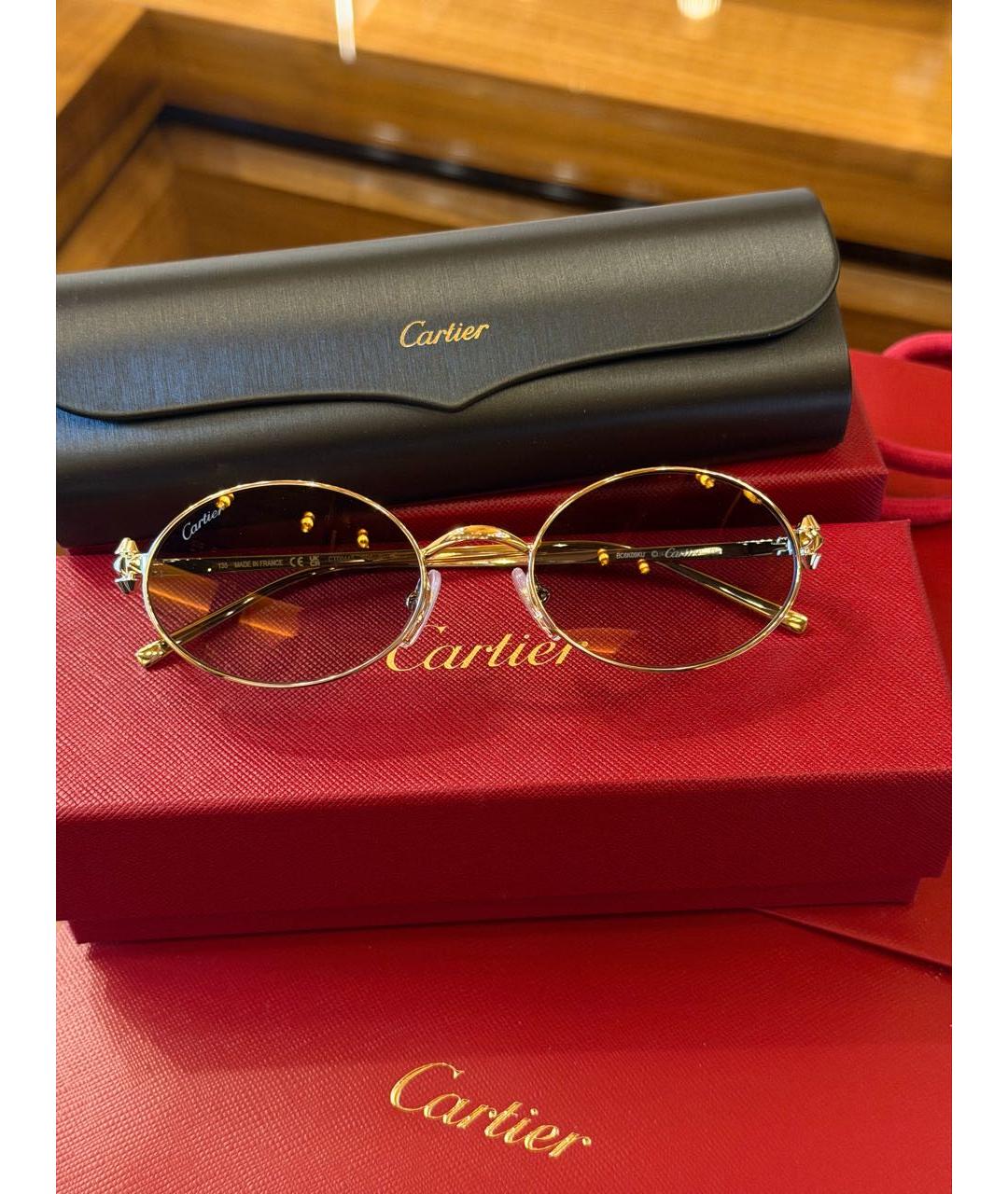 CHANEL Золотые металлические солнцезащитные очки, фото 4