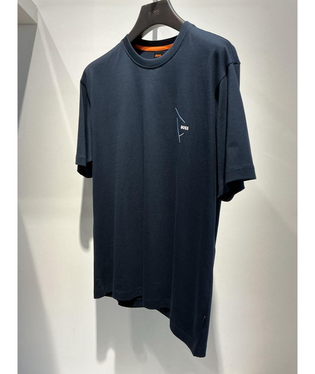 HUGO BOSS Темно-синяя хлопковая футболка, фото 3