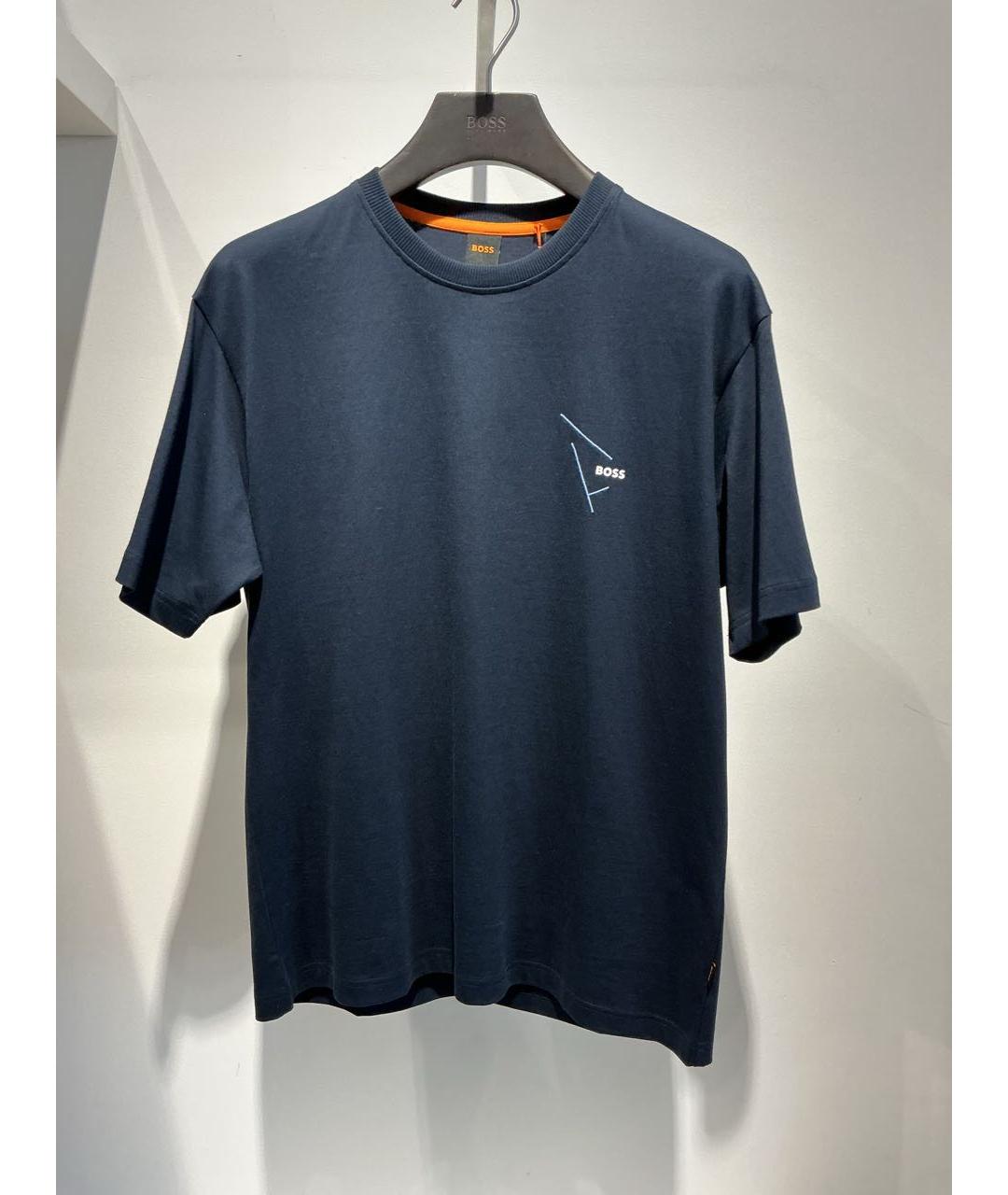 HUGO BOSS Темно-синяя хлопковая футболка, фото 2