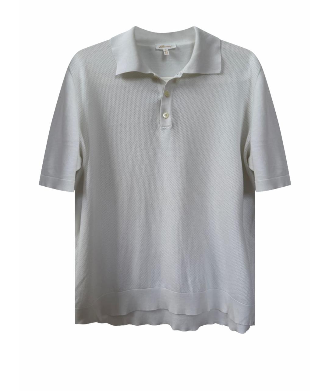 BRIONI Белое хлопковое поло с коротким рукавом, фото 1