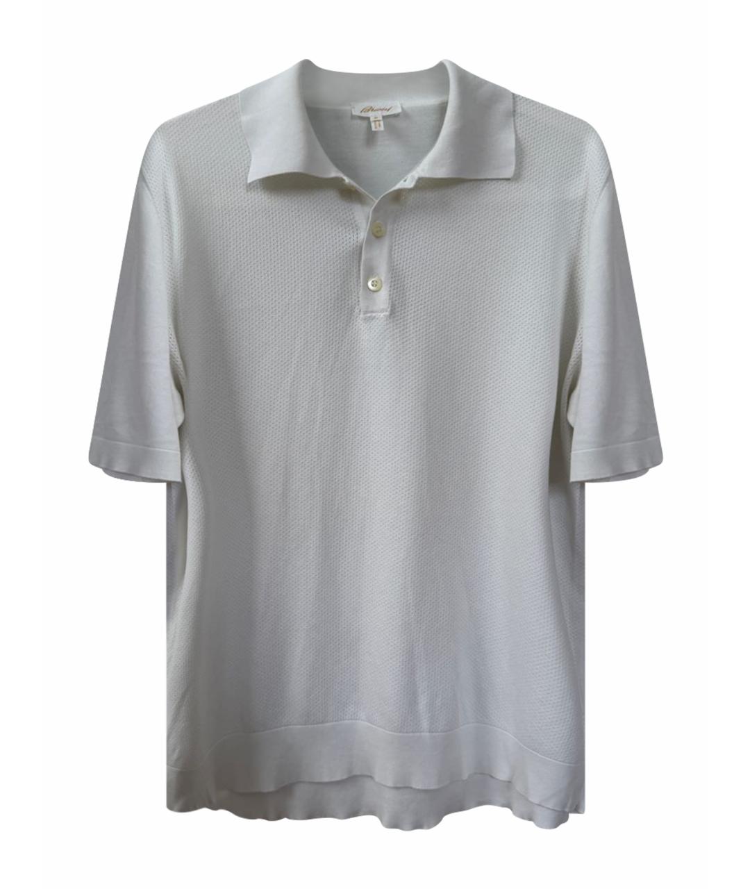 BRIONI Белое хлопковое поло с коротким рукавом, фото 5