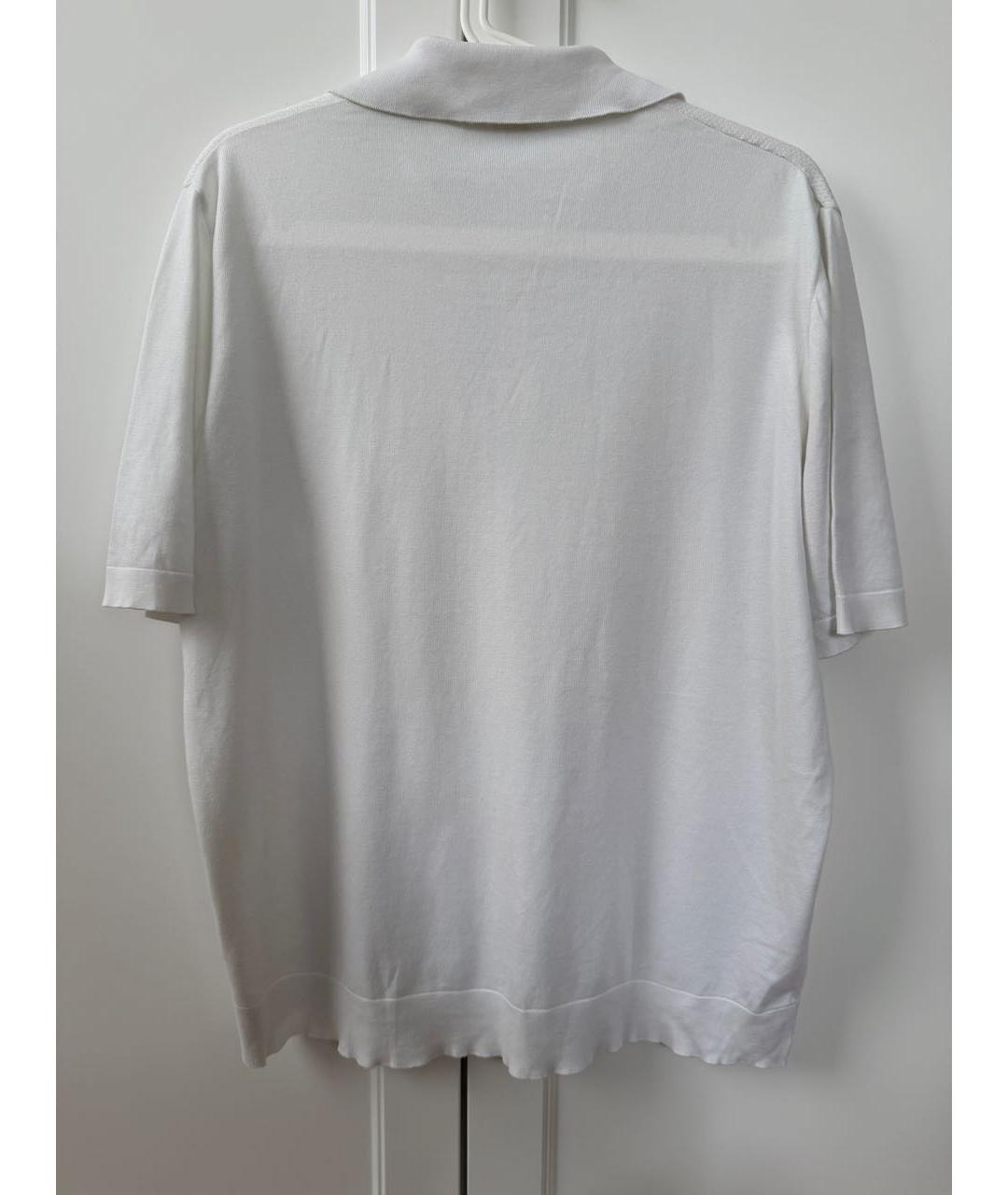 BRIONI Белое хлопковое поло с коротким рукавом, фото 2