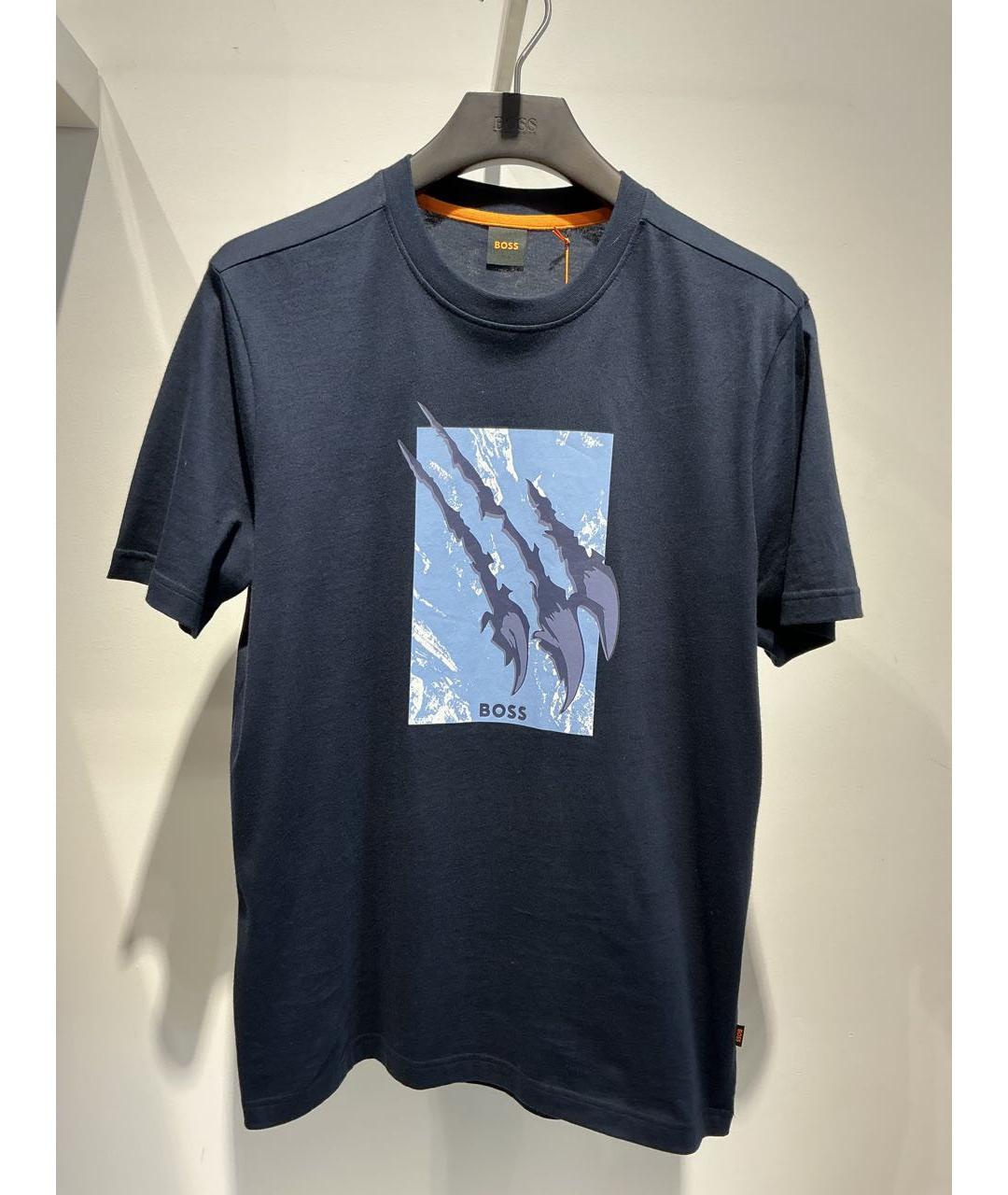 HUGO BOSS Темно-синяя хлопковая футболка, фото 2