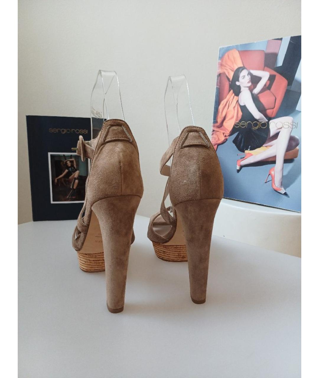 LE SILLA Коричневые замшевые босоножки, фото 8