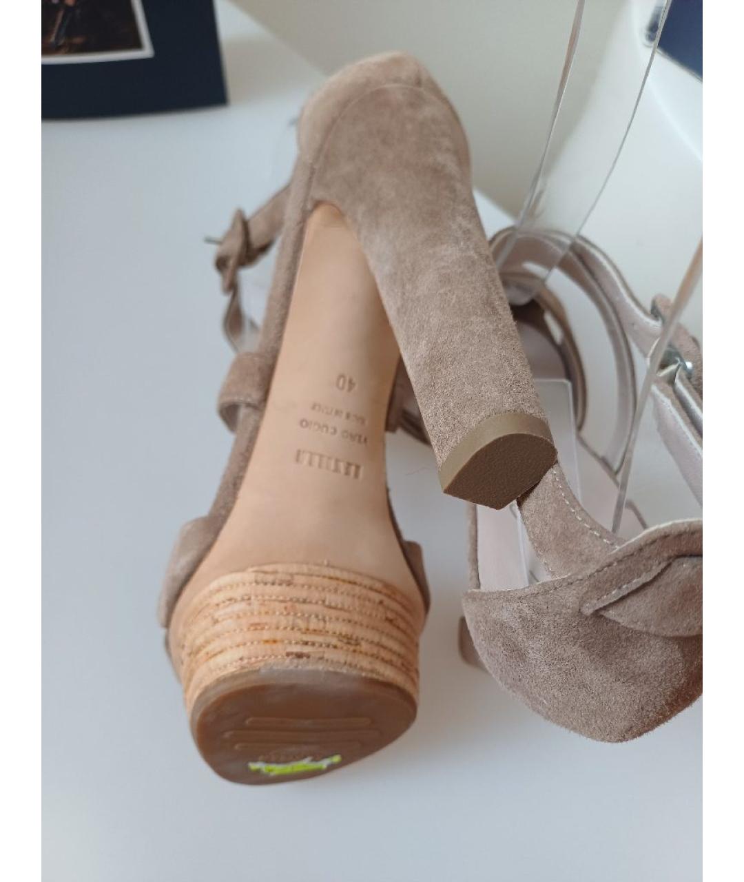 LE SILLA Коричневые замшевые босоножки, фото 9