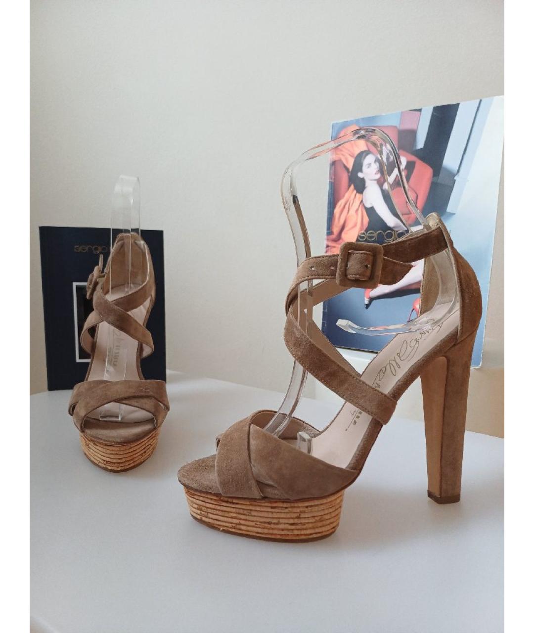 LE SILLA Коричневые замшевые босоножки, фото 4