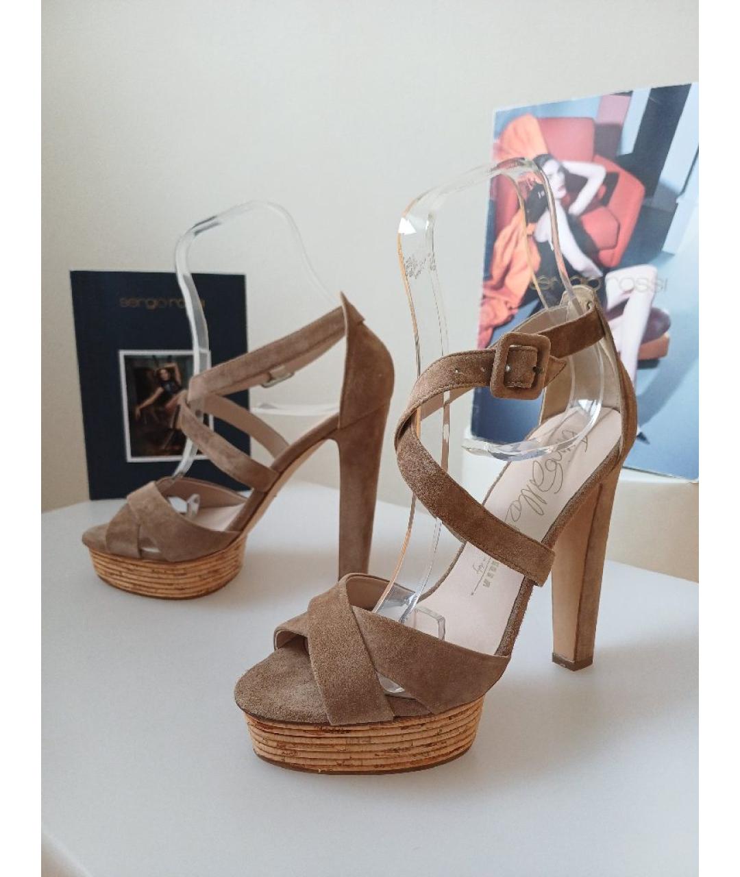 LE SILLA Коричневые замшевые босоножки, фото 3