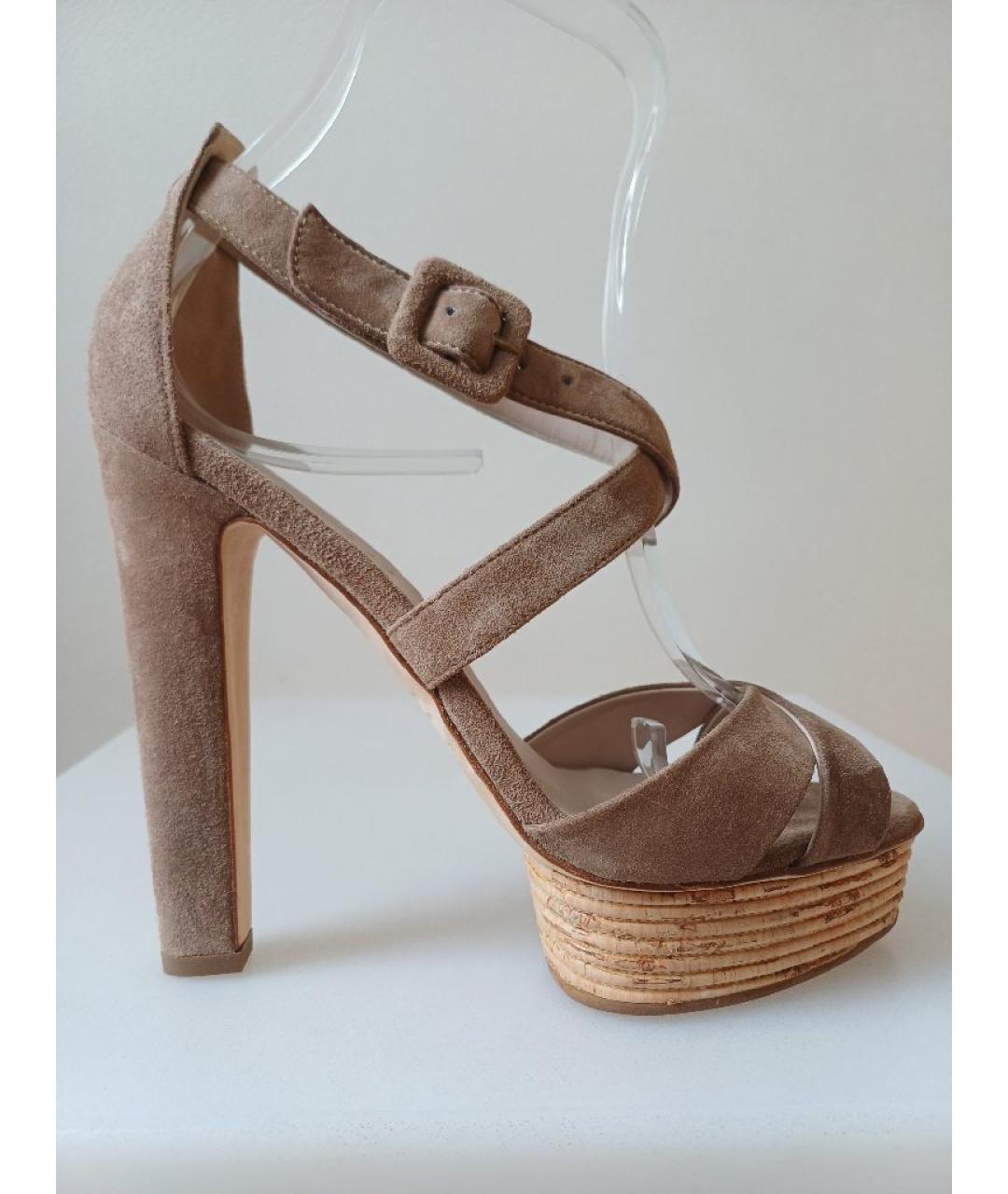 LE SILLA Коричневые замшевые босоножки, фото 10
