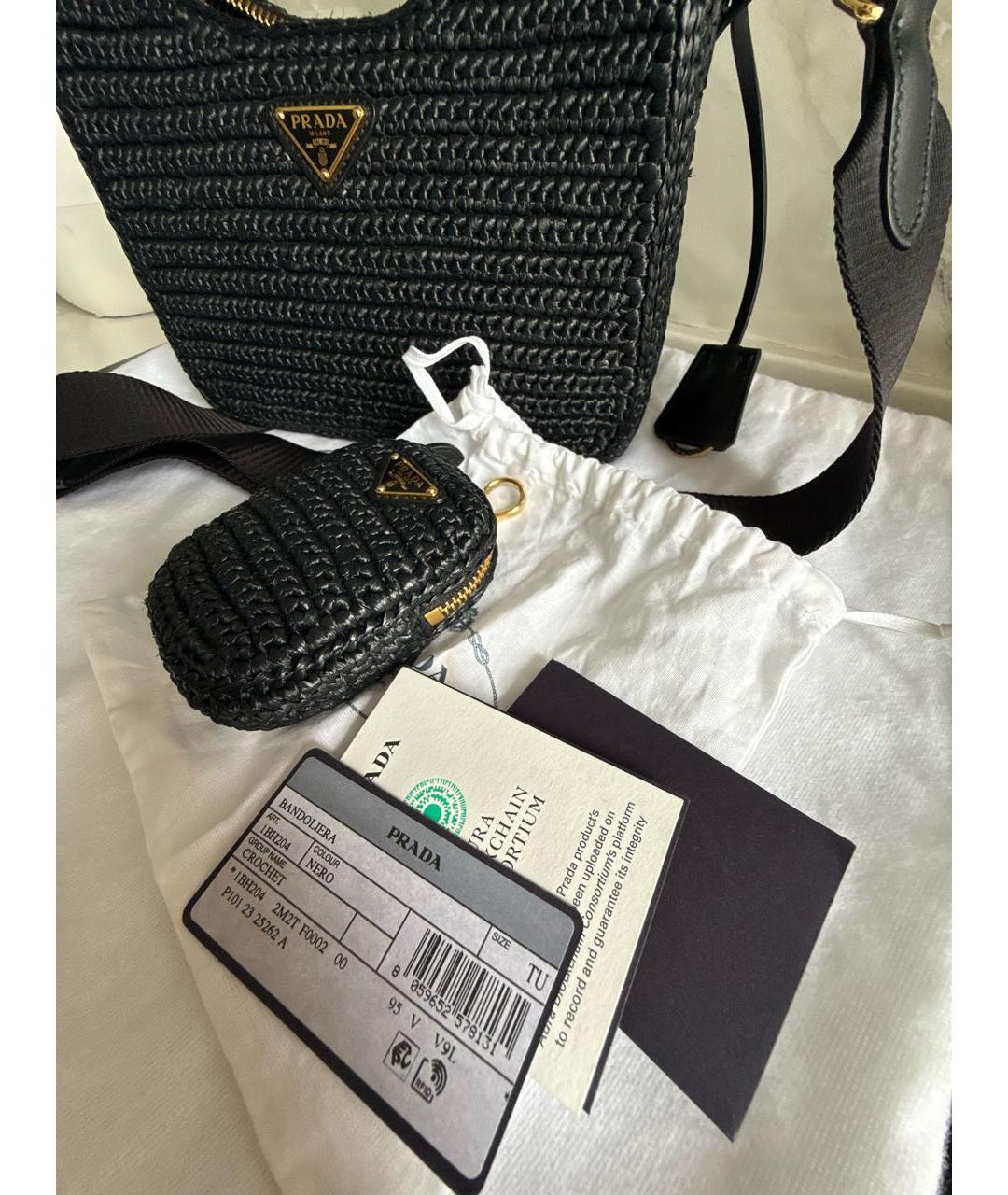 PRADA Черная пелетеная сумка через плечо, фото 7