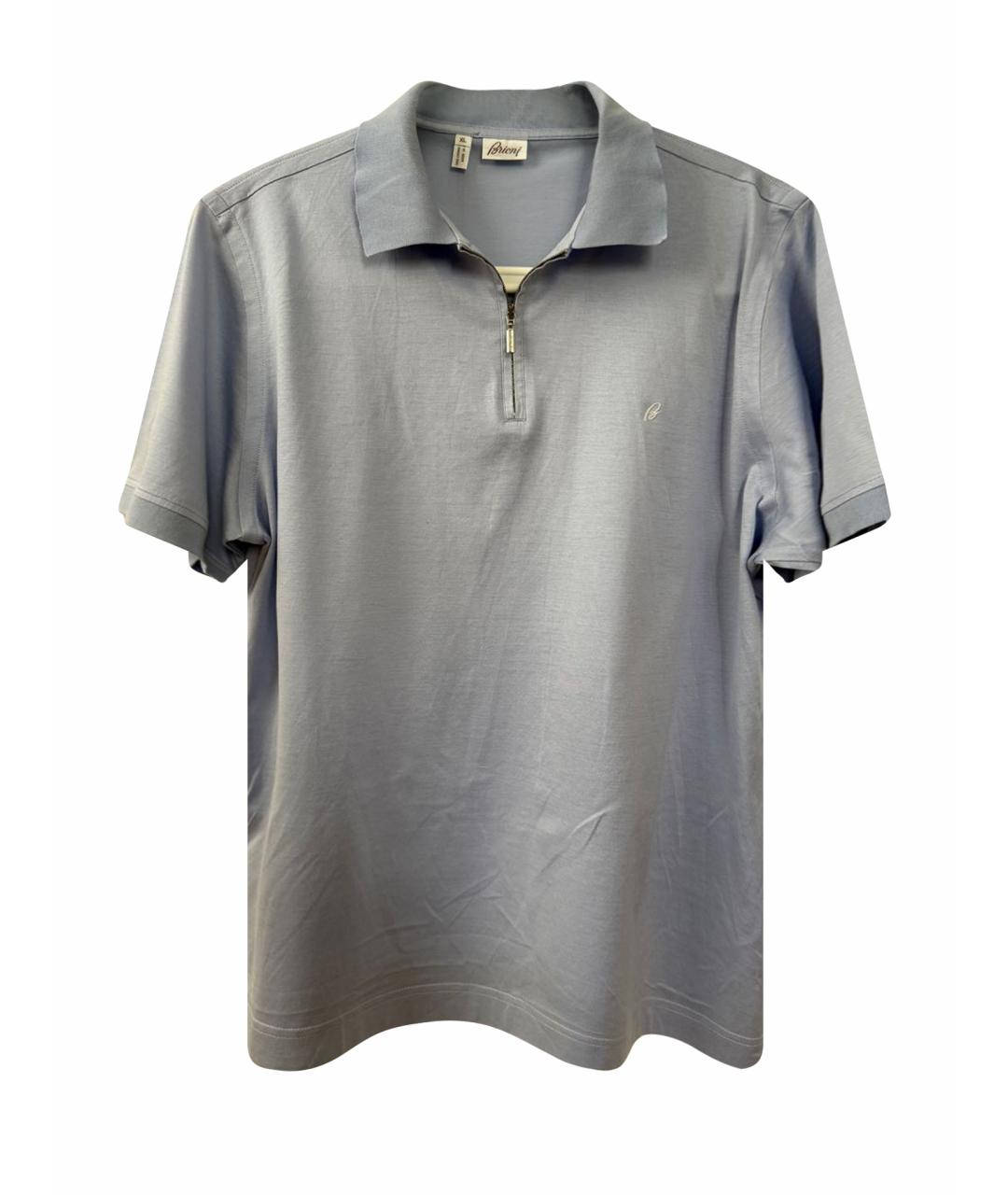 BRIONI Голубое хлопковое поло с коротким рукавом, фото 5