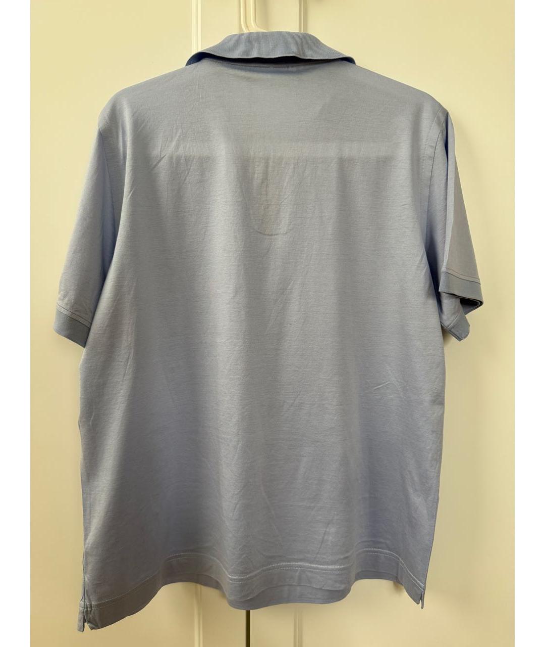 BRIONI Голубое хлопковое поло с коротким рукавом, фото 2