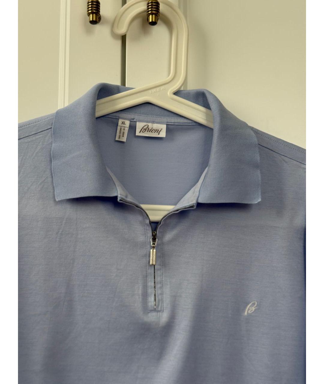 BRIONI Голубое хлопковое поло с коротким рукавом, фото 3