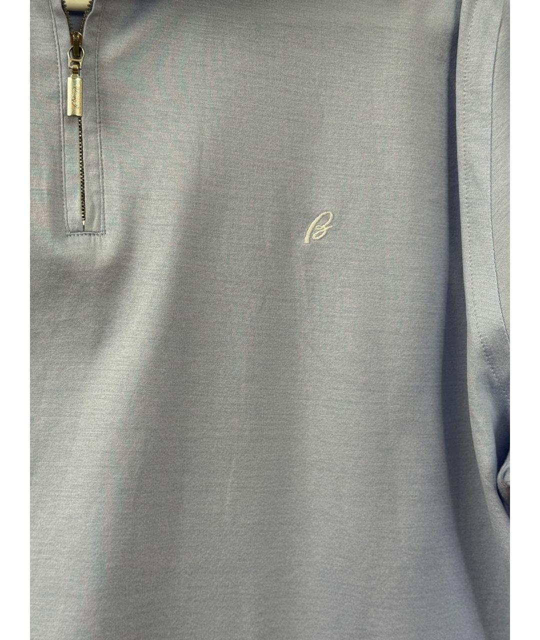 BRIONI Голубое хлопковое поло с коротким рукавом, фото 4