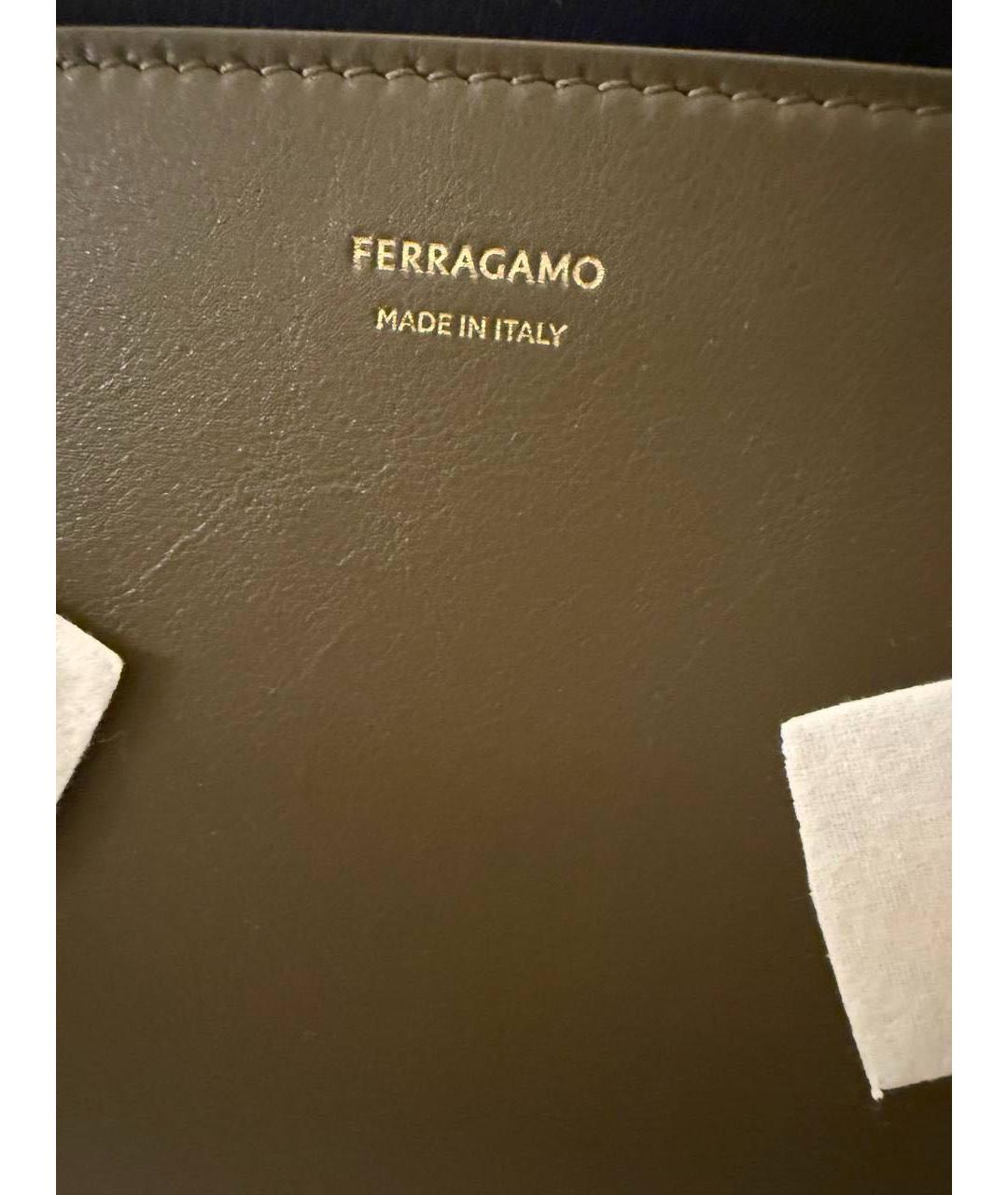 FERRAGAMO Хаки кожаная сумка через плечо, фото 8