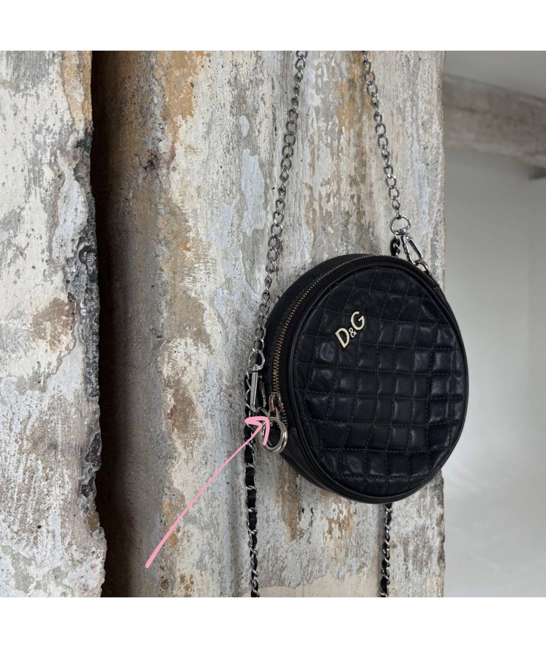 DOLCE&GABBANA Черная кожаная сумка через плечо, фото 4