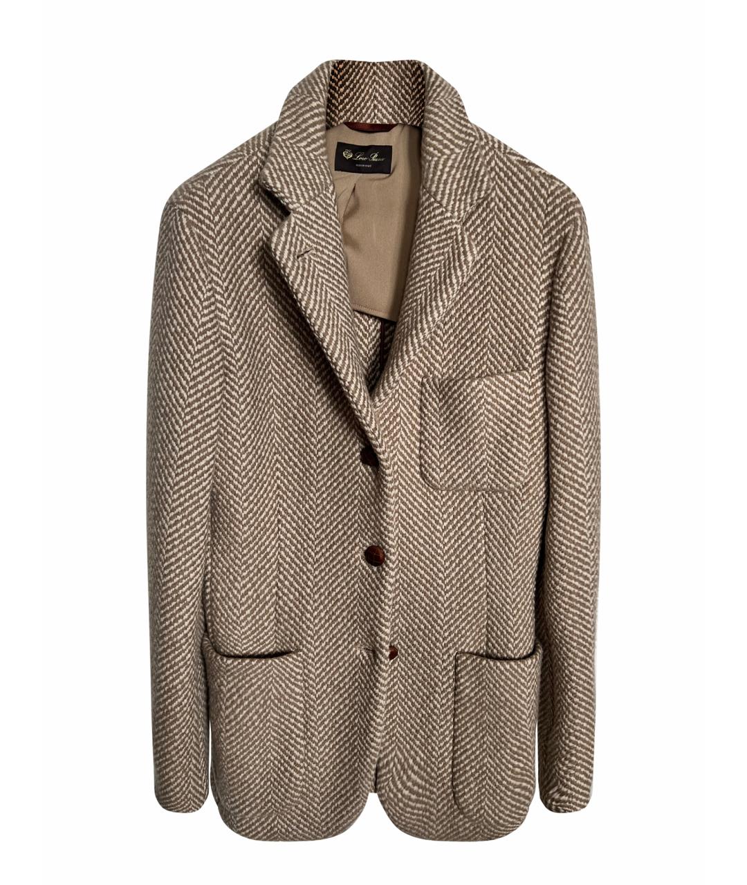 LORO PIANA Бежевый кашемировый жакет/пиджак, фото 1