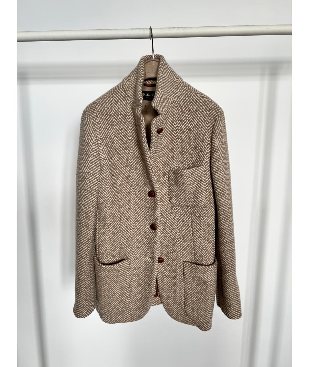 LORO PIANA Бежевый кашемировый жакет/пиджак, фото 4