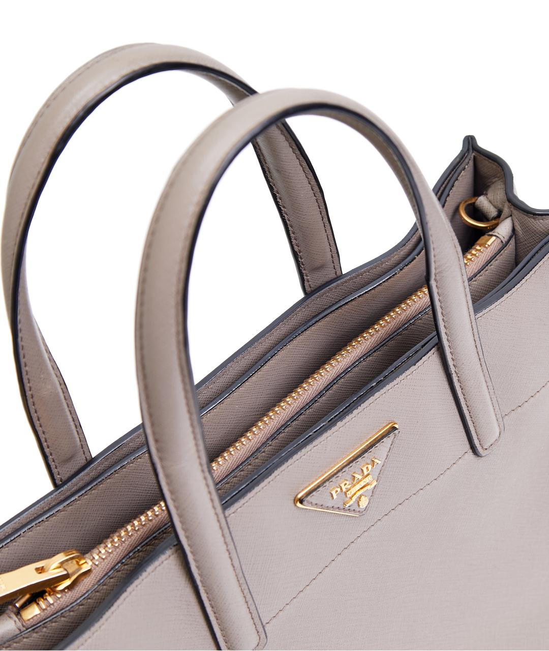 PRADA Серая кожаная сумка тоут, фото 5