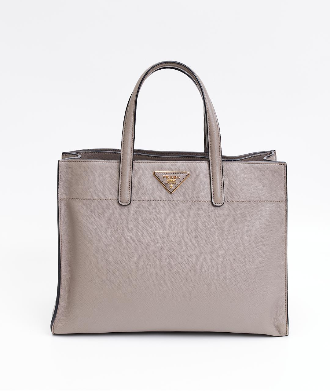 PRADA Серая кожаная сумка тоут, фото 7