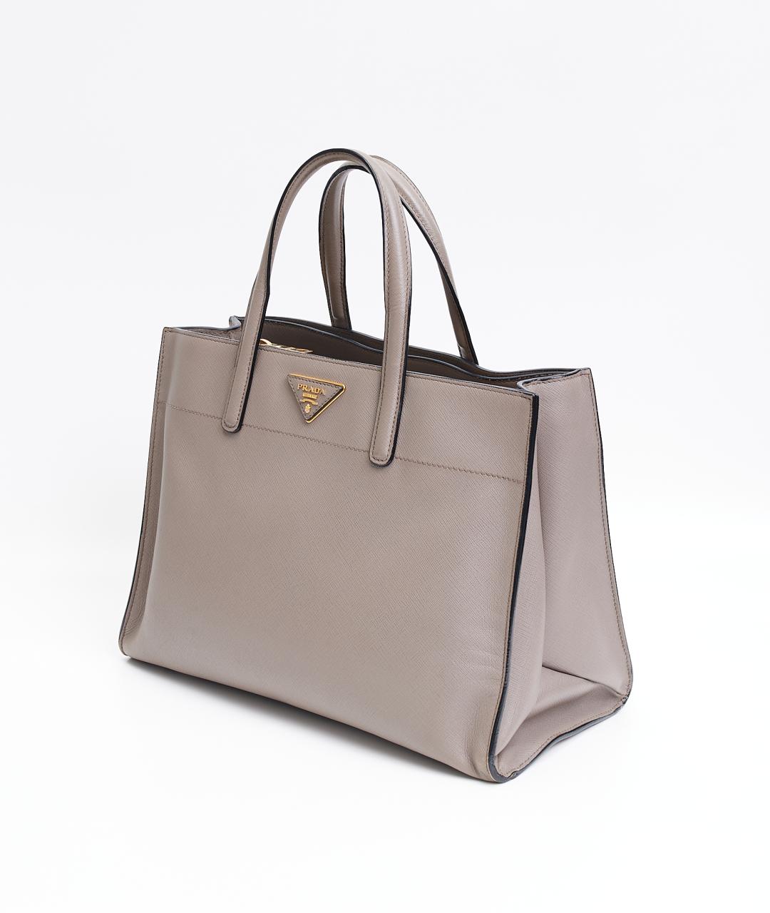 PRADA Серая кожаная сумка тоут, фото 2