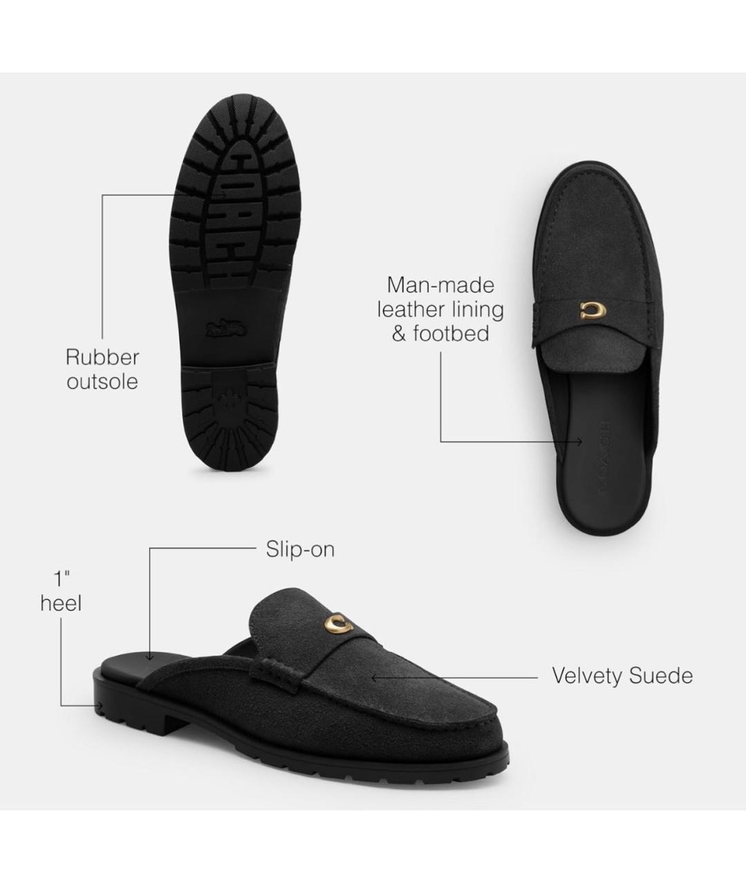 COACH Черные замшевые лоферы, фото 2