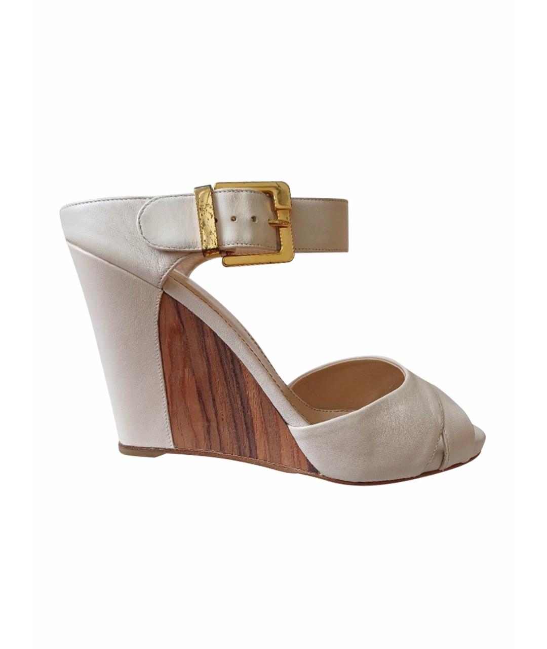 SERGIO ROSSI Бежевые кожаные сабо, фото 1