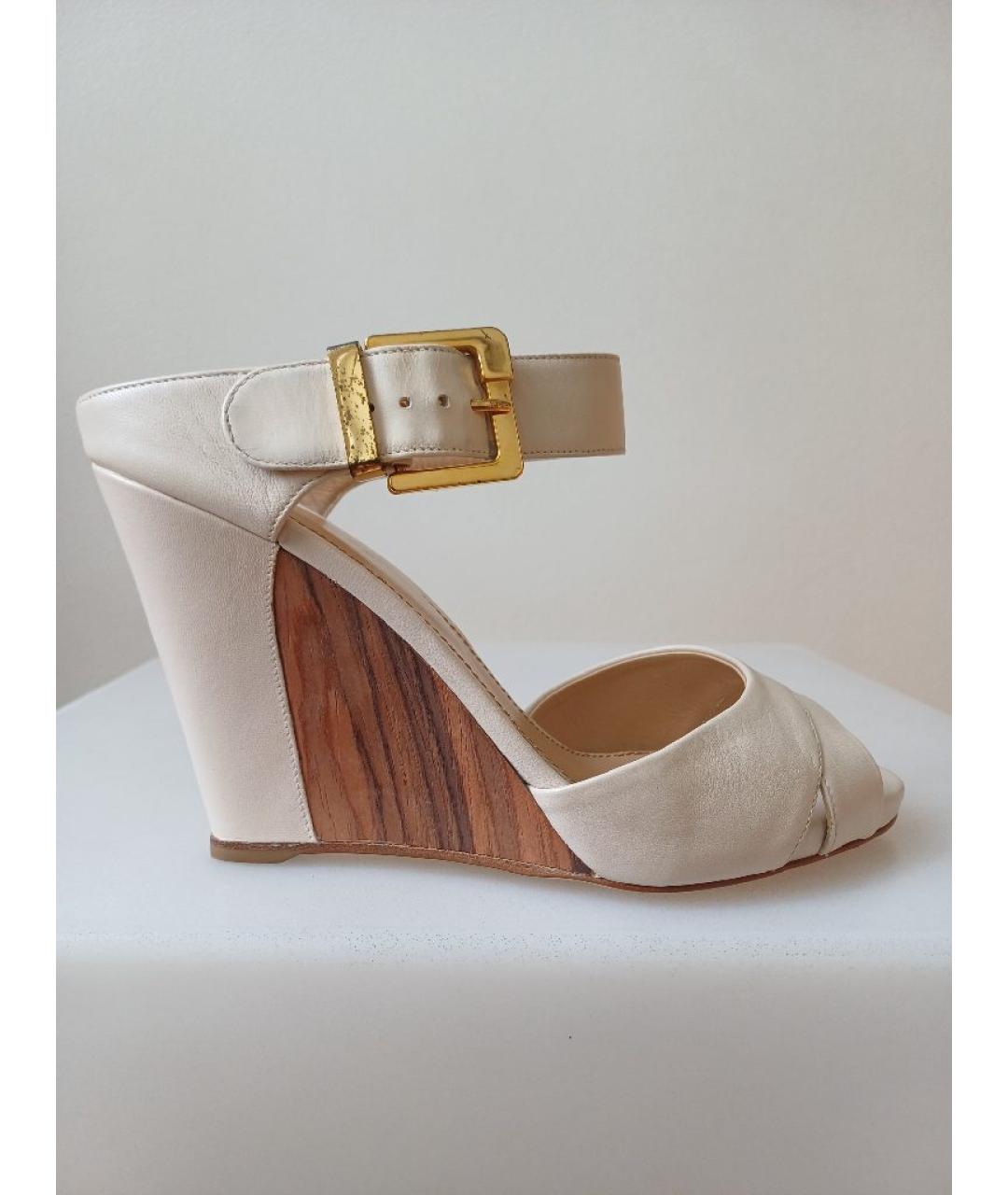 SERGIO ROSSI Бежевые кожаные сабо, фото 10