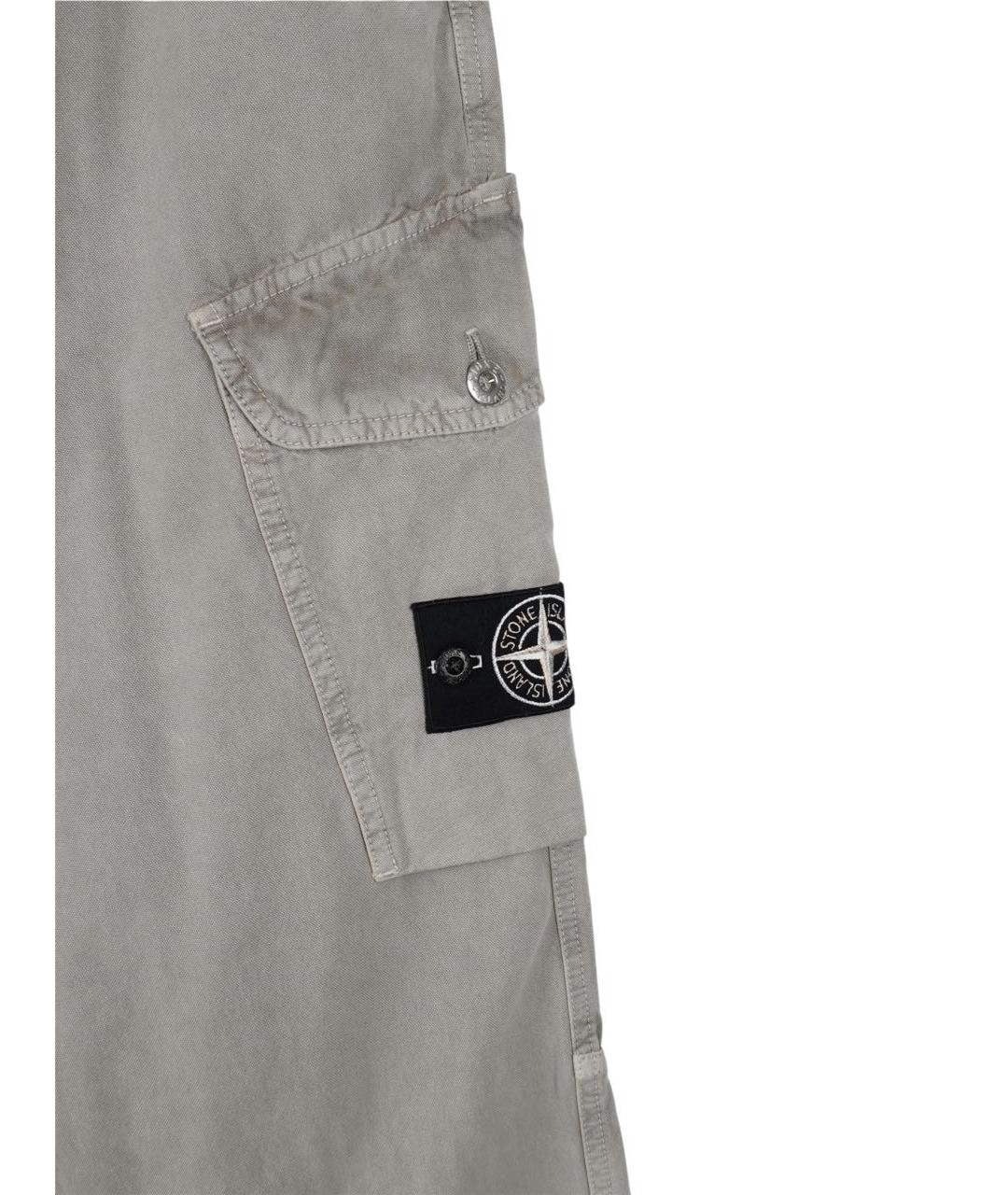STONE ISLAND Серые хлопковые повседневные брюки, фото 5