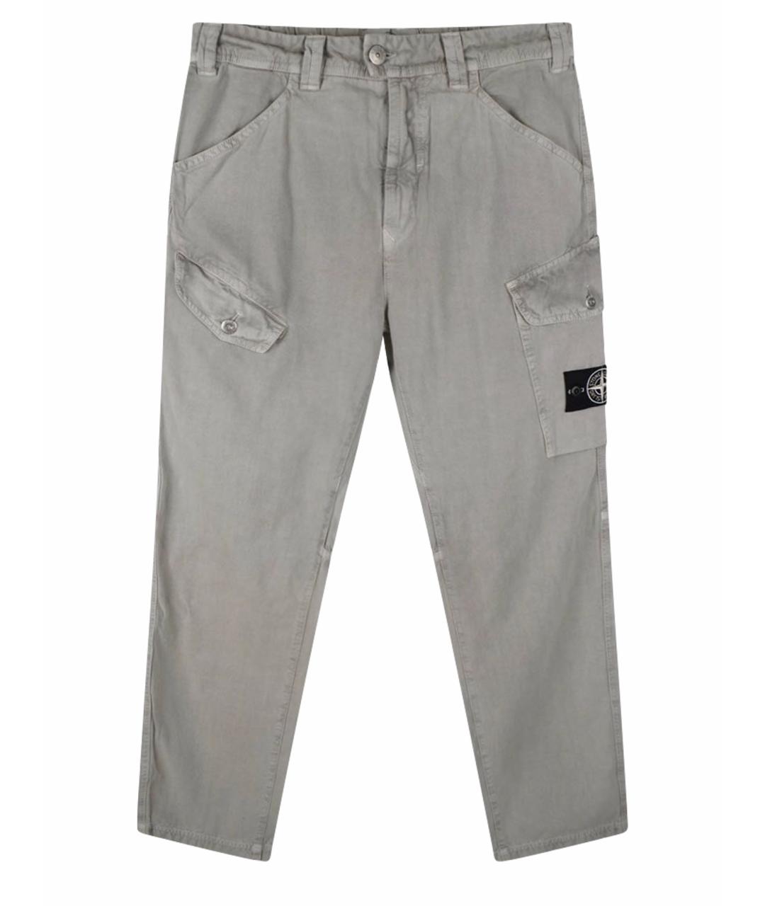 STONE ISLAND Серые хлопковые повседневные брюки, фото 9