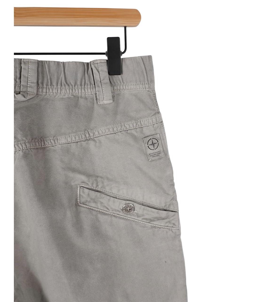 STONE ISLAND Серые хлопковые повседневные брюки, фото 3