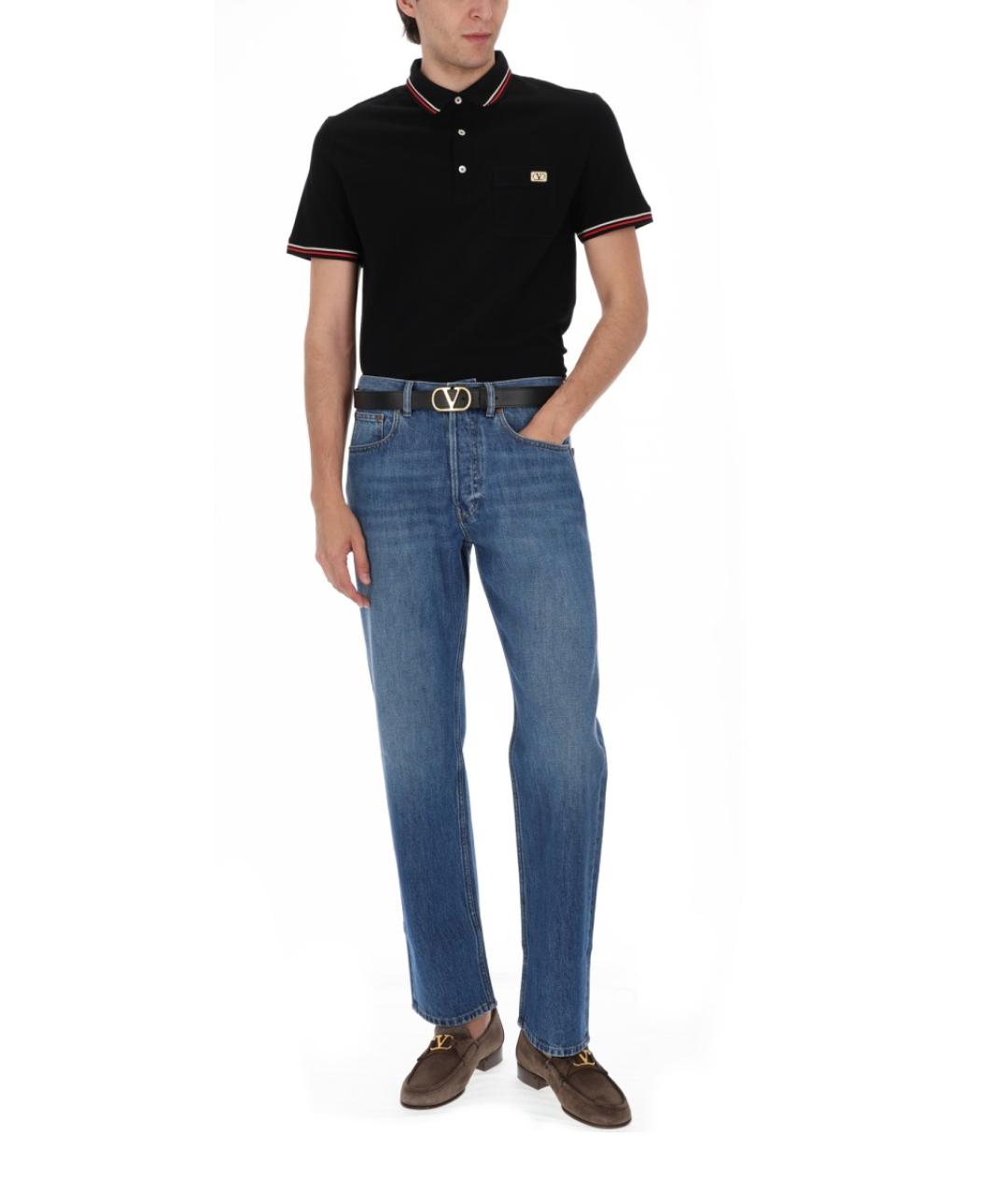 VALENTINO Черное хлопковое поло с коротким рукавом, фото 2