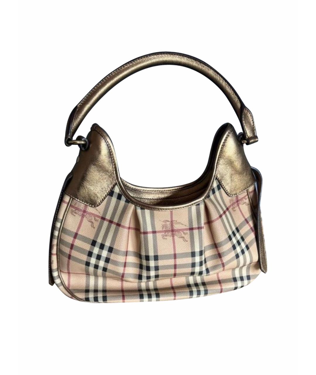 BURBERRY Золотая кожаная сумка с короткими ручками, фото 1