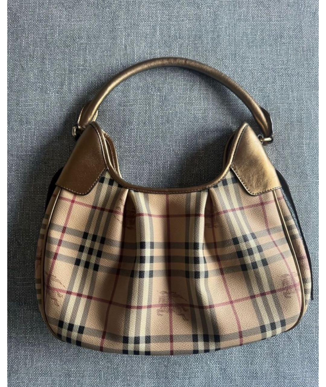 BURBERRY Золотая кожаная сумка с короткими ручками, фото 2