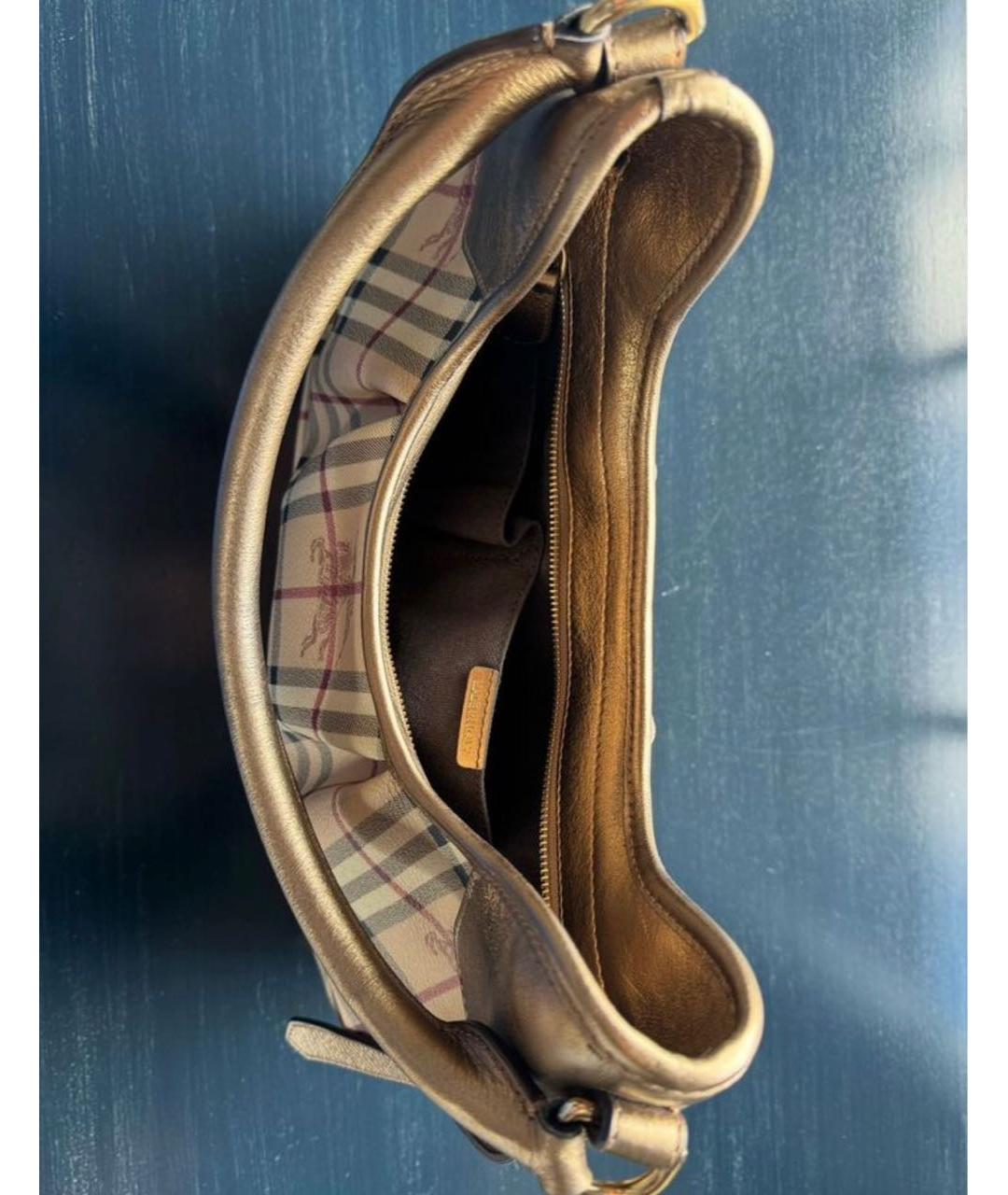 BURBERRY Золотая кожаная сумка с короткими ручками, фото 4