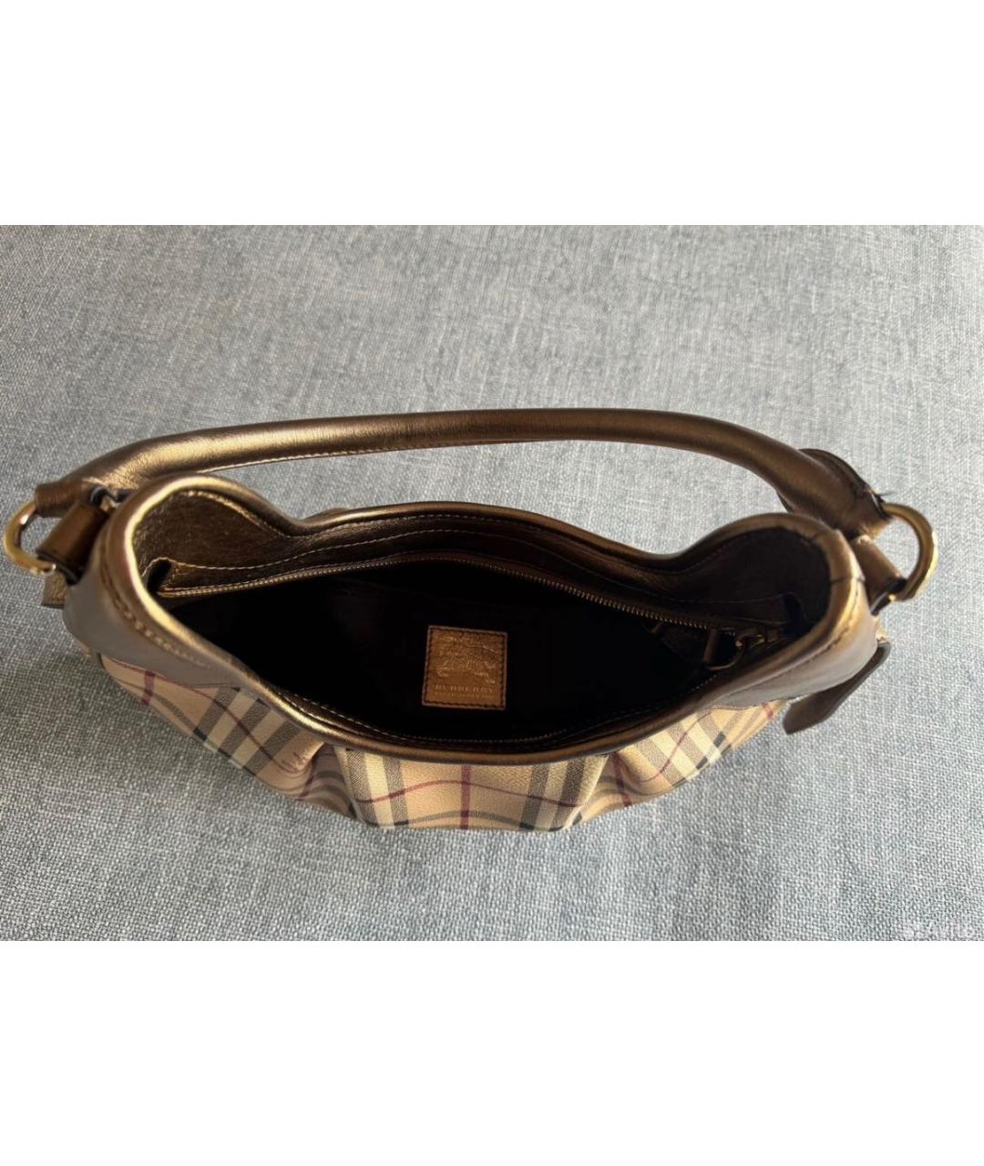 BURBERRY Золотая кожаная сумка с короткими ручками, фото 3