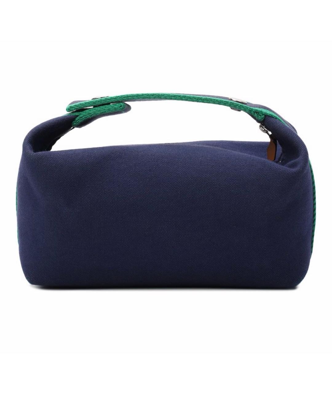 HERMES Темно-синяя тканевая сумка с короткими ручками, фото 2