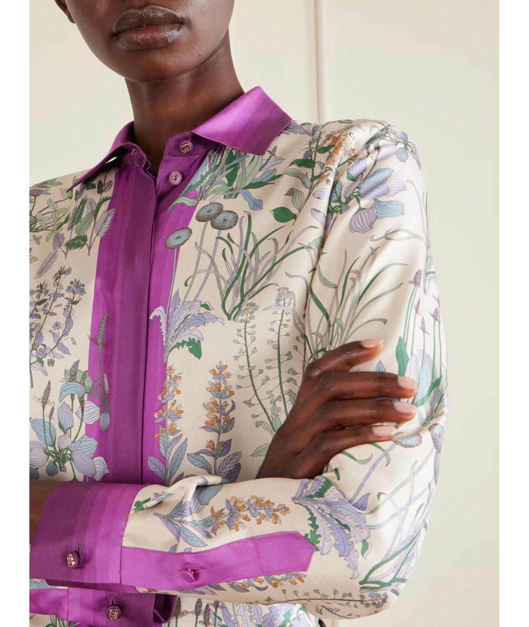 GUCCI Фиолетовый шелковый костюм с юбками, фото 6