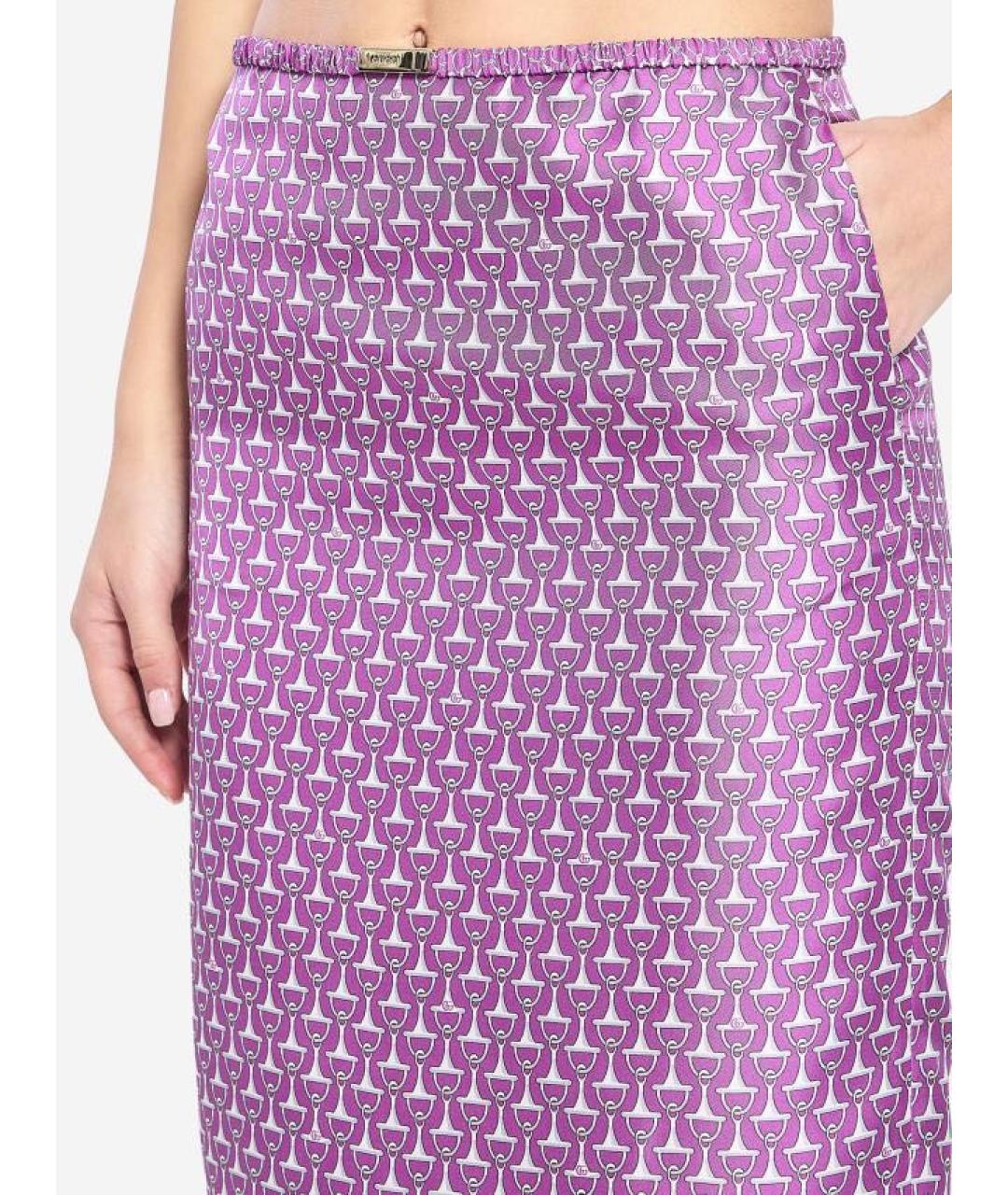 GUCCI Фиолетовый шелковый костюм с юбками, фото 8