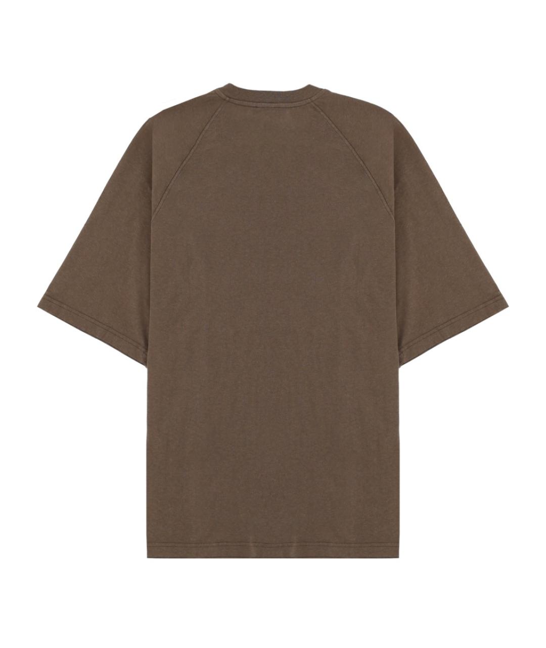 DIESEL Коричневая хлопковая футболка, фото 2