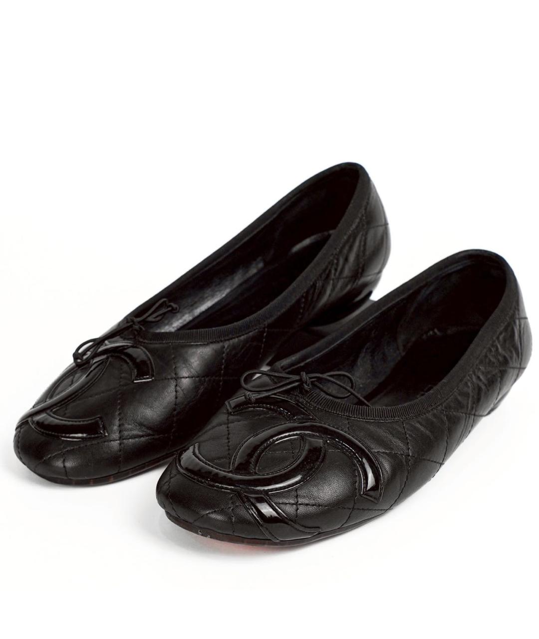 CHANEL Черные кожаные балетки, фото 5