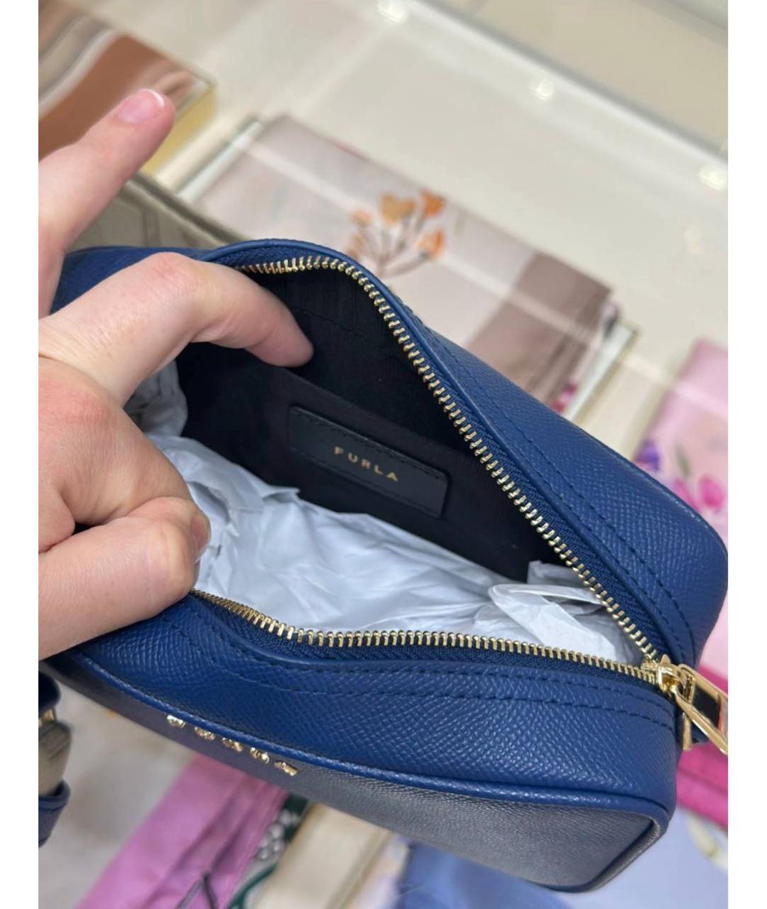 FURLA Синяя кожаная сумка через плечо, фото 4