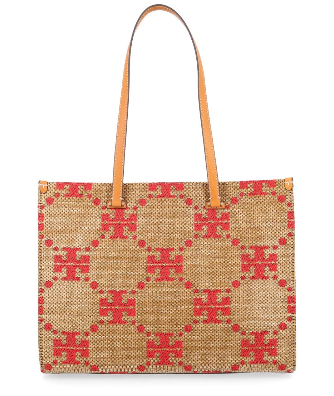 TORY BURCH Бежевая пелетеная сумка тоут, фото 2