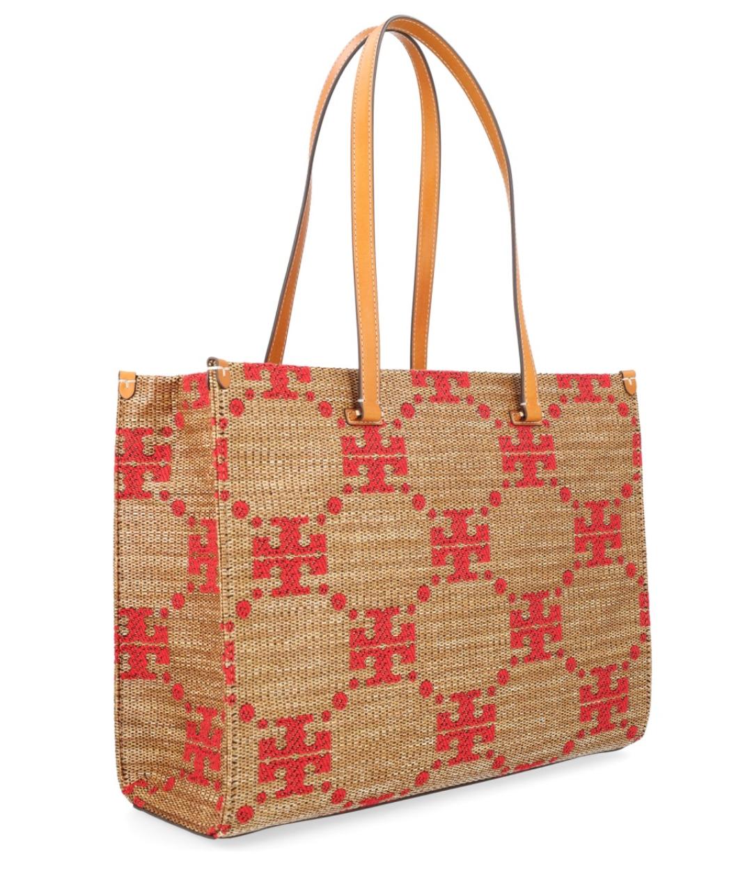 TORY BURCH Бежевая пелетеная сумка тоут, фото 3