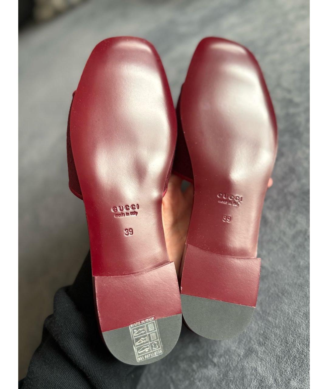 GUCCI Бордовые шлепанцы, фото 4