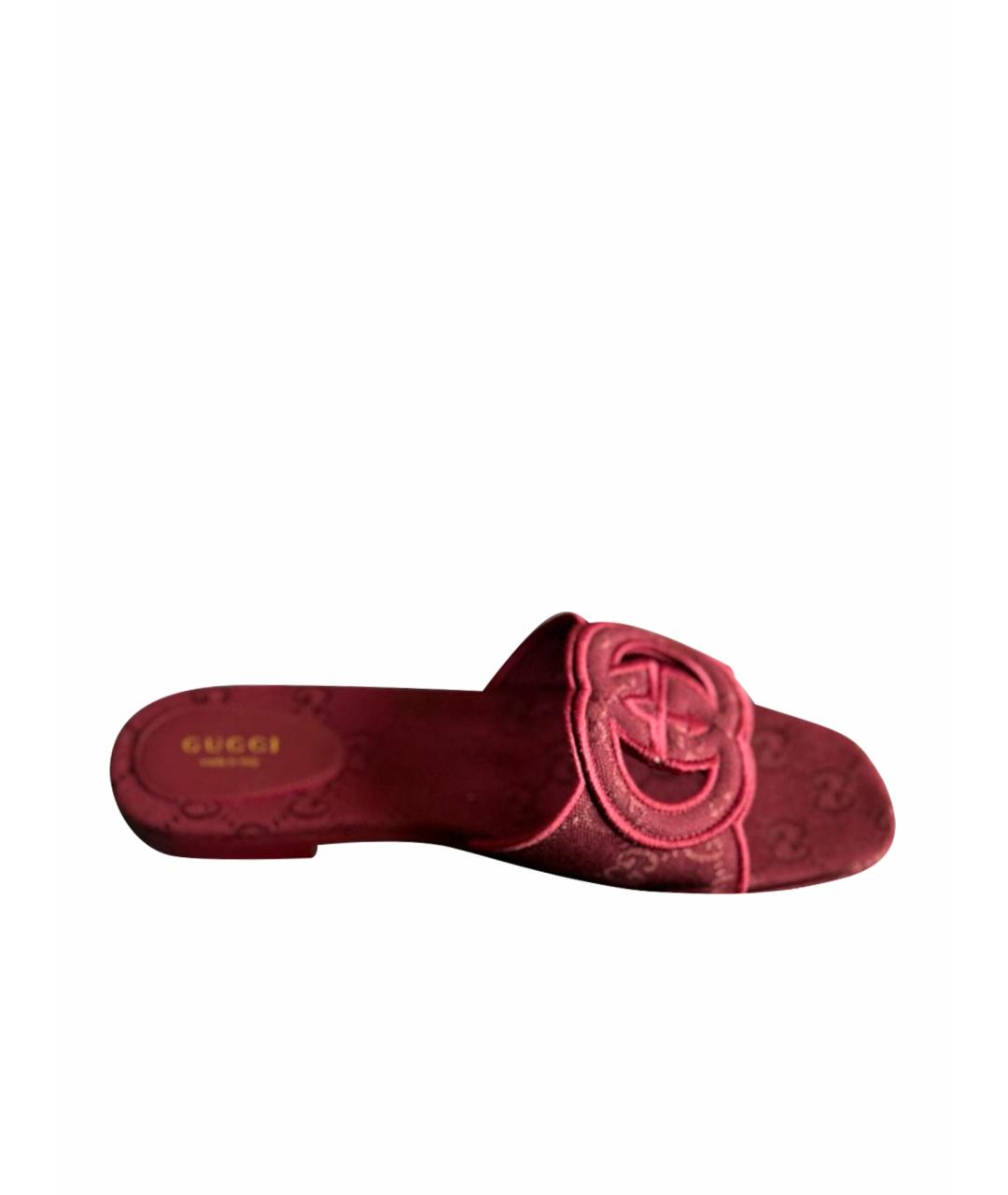 GUCCI Бордовые шлепанцы, фото 1