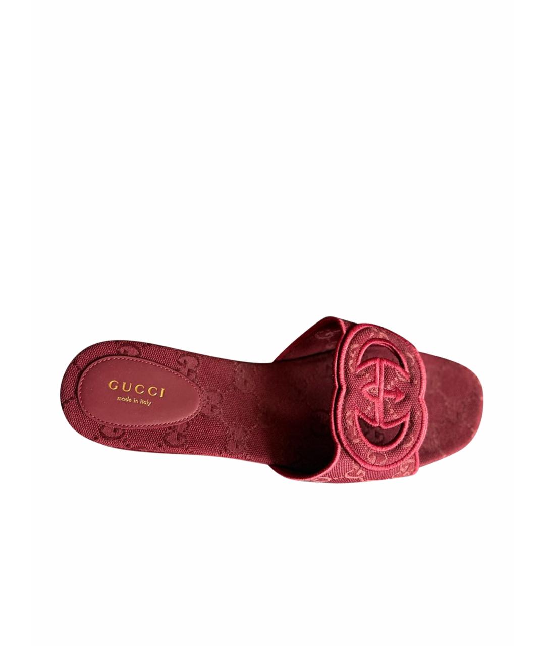 GUCCI Бордовые шлепанцы, фото 8
